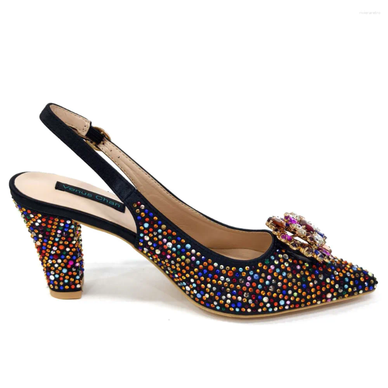 Dress Shoes Style Ladies And Bags Set Latest Italian Women Decorated With Rhie Heels