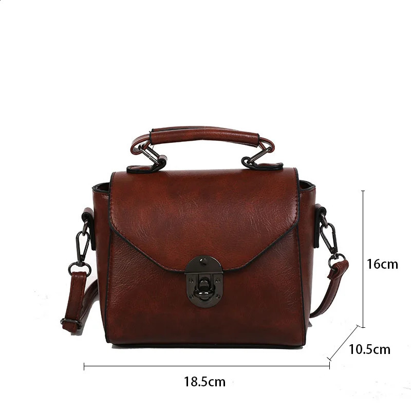 Winter lock shoulder bag PU leather cross body bag small square bag womens handbag casual messenger bag 240830
