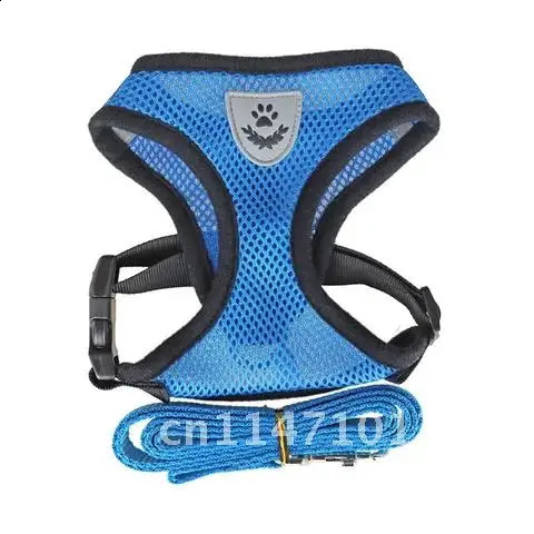 Adjustable Soft Breathable Polyester Mesh Harness Small Medium Pet Walking Cat Dog Collar Leash for Puppy Dogs 240724