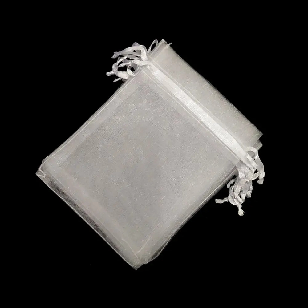 2550 Drawable Party Supply Wedding Christmas Favor White Pouches Organza Gauze Sachet Gift Bags Drawstring Pocket 240724Zl