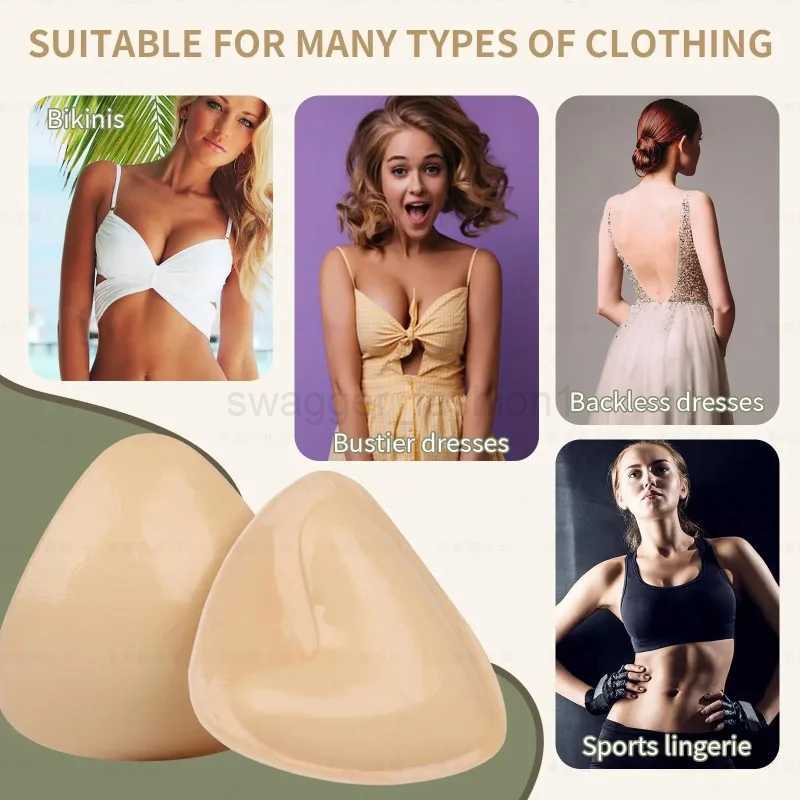 2024 New Hot Double Sided Adhesive Sticky Bra Inserts Push Up Thick Sponge Breast Lift Pads Women Swimsuit Bikini Cup EnhancerB240725