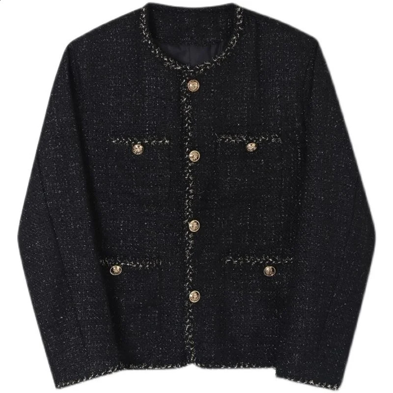 Winter Autumn Menswear Chic Weave Tweed Coat Cardigan Jacket Mens Loose Round Neck Single Breasted Thick Jacket 2D1134 240827
