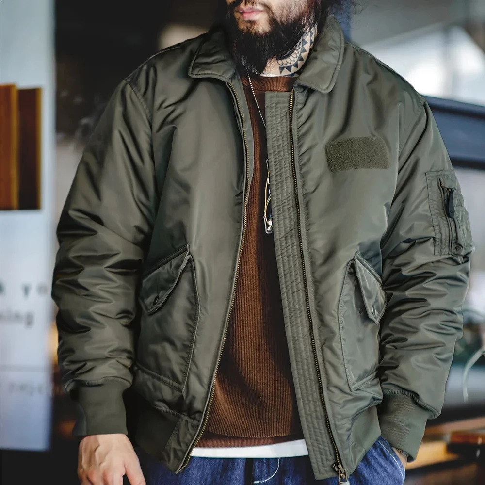 Maden CWU-45P Bomber Jackets for Men Pilot Thickened Coat Winter Green Padded Jacket Male Vintage Black Outwear 240719