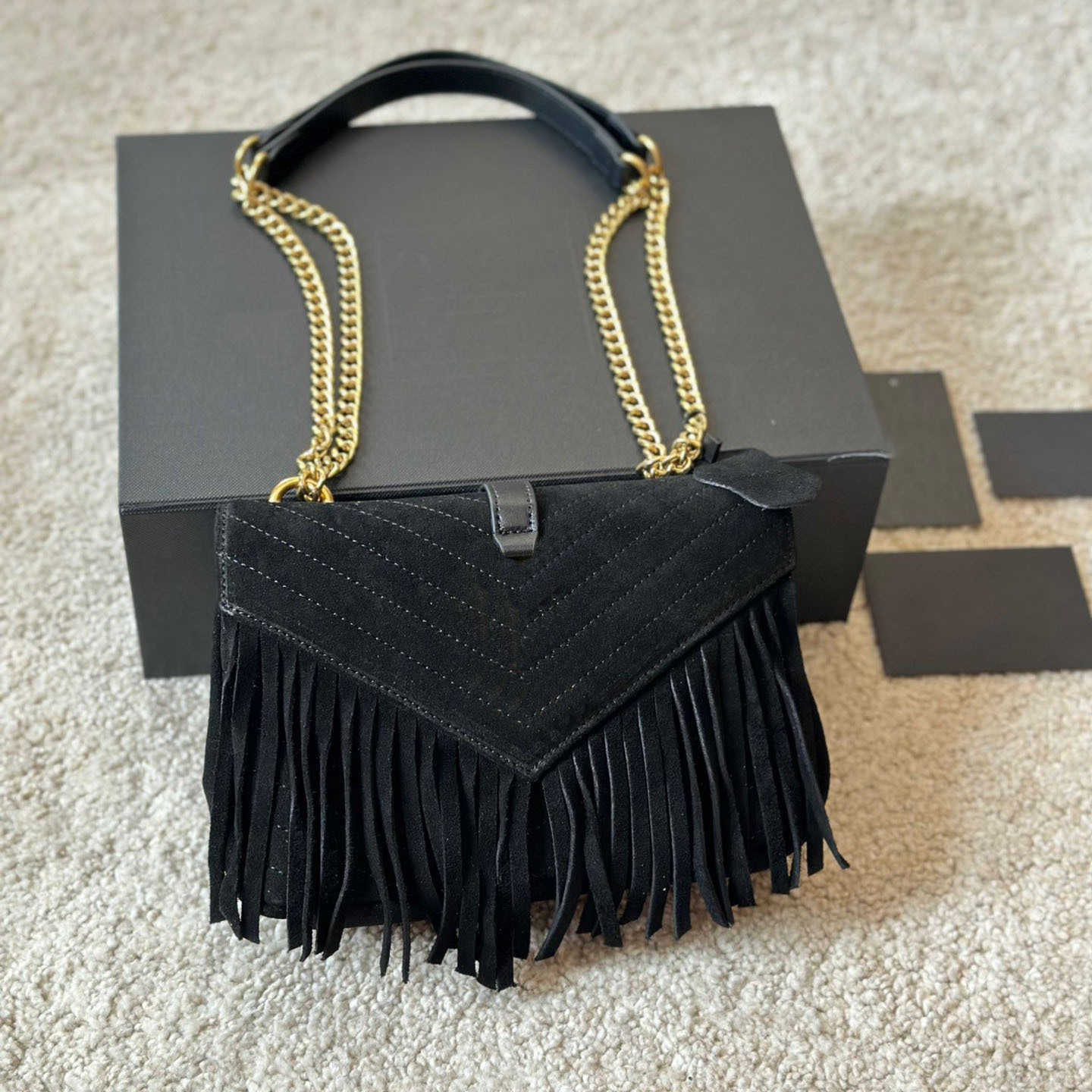 Suede crossbody designer bag handbag Ladies Nubuck Fringe Chain suede bag womens Fashion allmatch classic Solid color shoulder bags wallet handbags