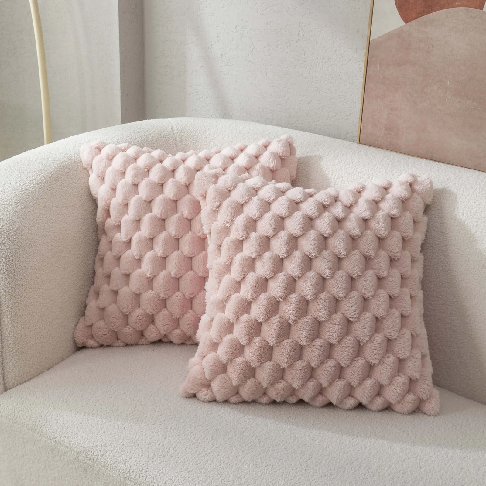 2pcs Pineapple Grid Turtle Pattern 3D Soft Plush Throw Pillowcase Cream White Multicolor Suitable For Living Room Sofa Bedroom 240725