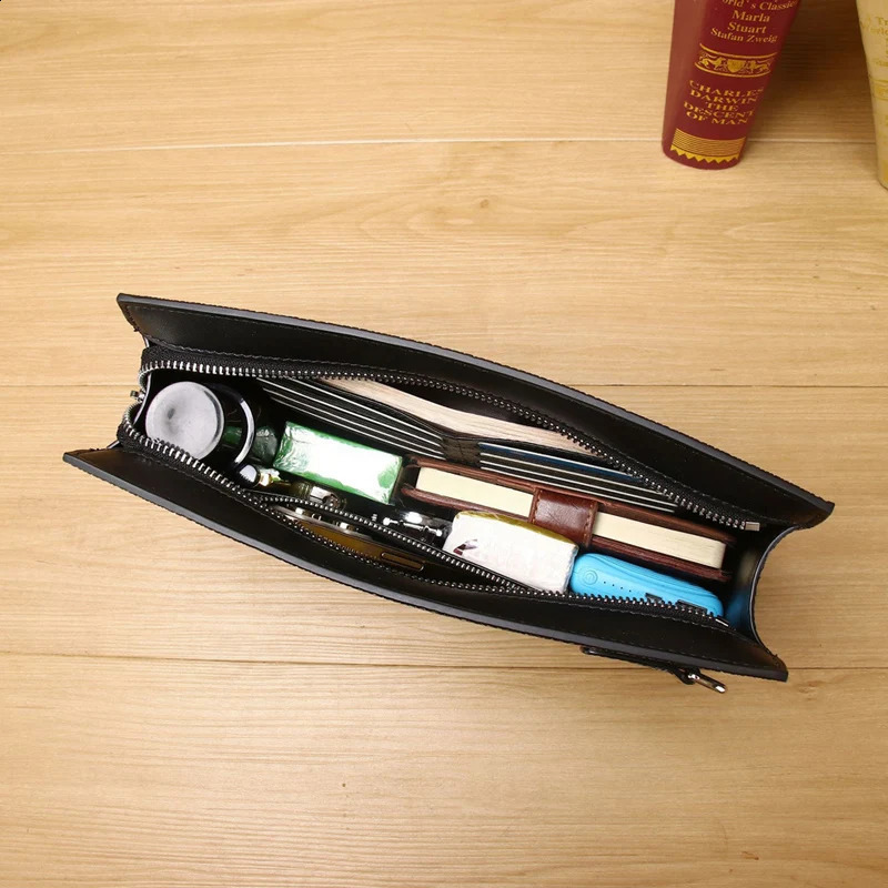 Winter Mens Clutch Bag High-quality Genuine Leather Envelope Clutch Bag Large Capacity Mens Bag 240724