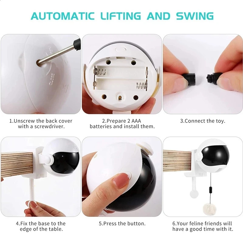 Electronic Motion YoYo Lifting Ball Electric Flutter Cat Teaser Rotating Interactive Puzzle Pet Toy 240724