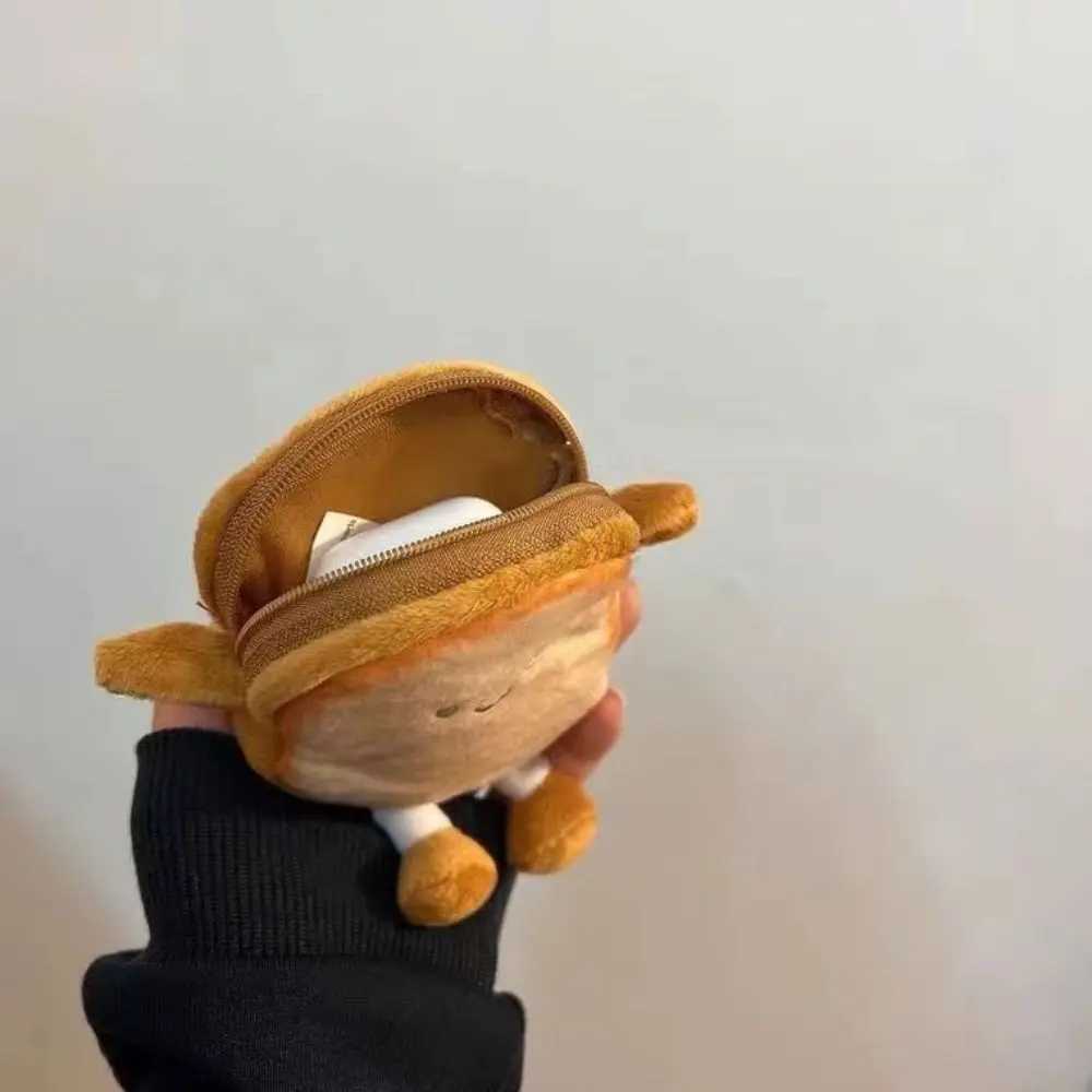 Cartoon Toast Bread Plush Toys Children Coin Purse Earphone Bag Coin Key Bag Doll Bag Pendant BirthdayXJ240725