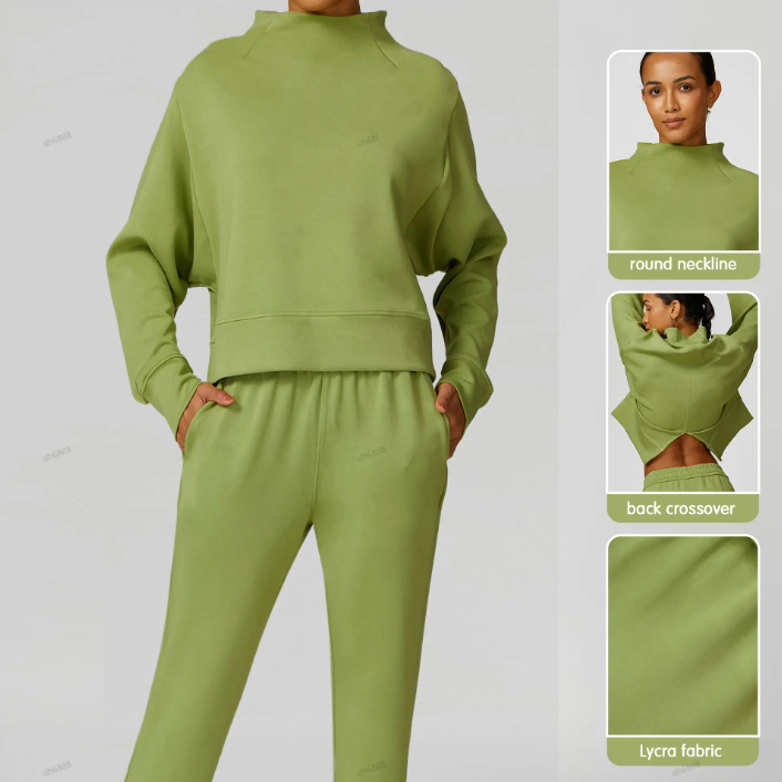 woman yoga set bralette new sports scuba hoodie Sports Bra round neck trend of loose casual yoga hoodie female set