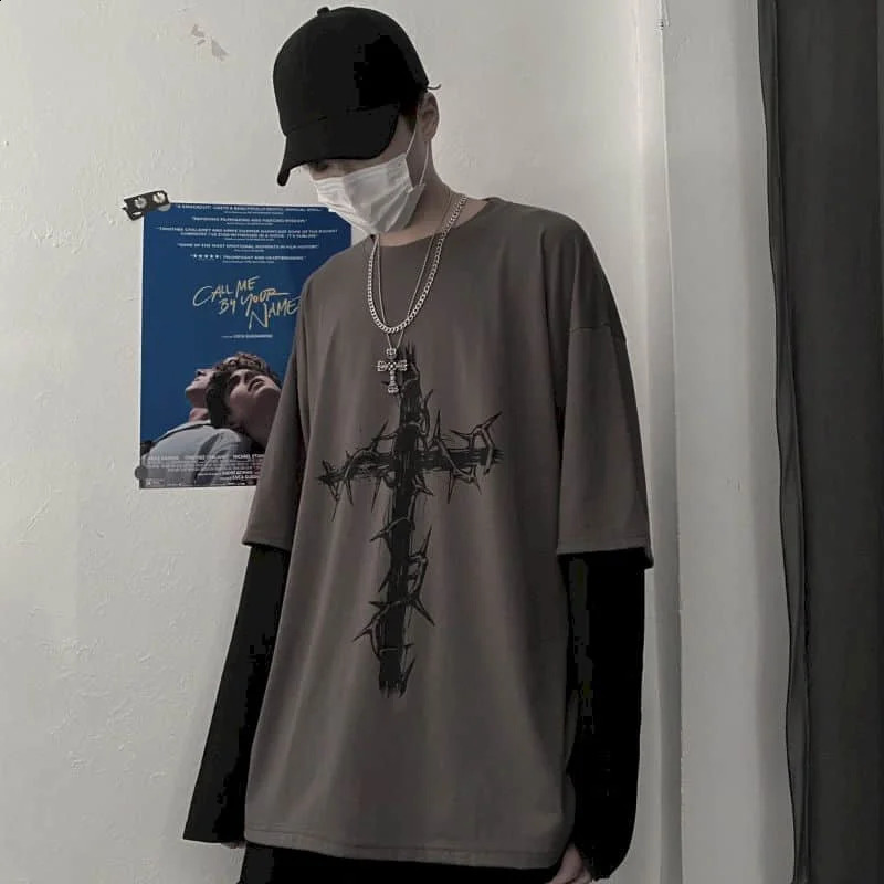 Men T Shirts autumn men Clothes anime casual Long Sleeved Oversized Y2K T-Shirt Harajuku Streetwear Academia Hip Hop tee tops 240812