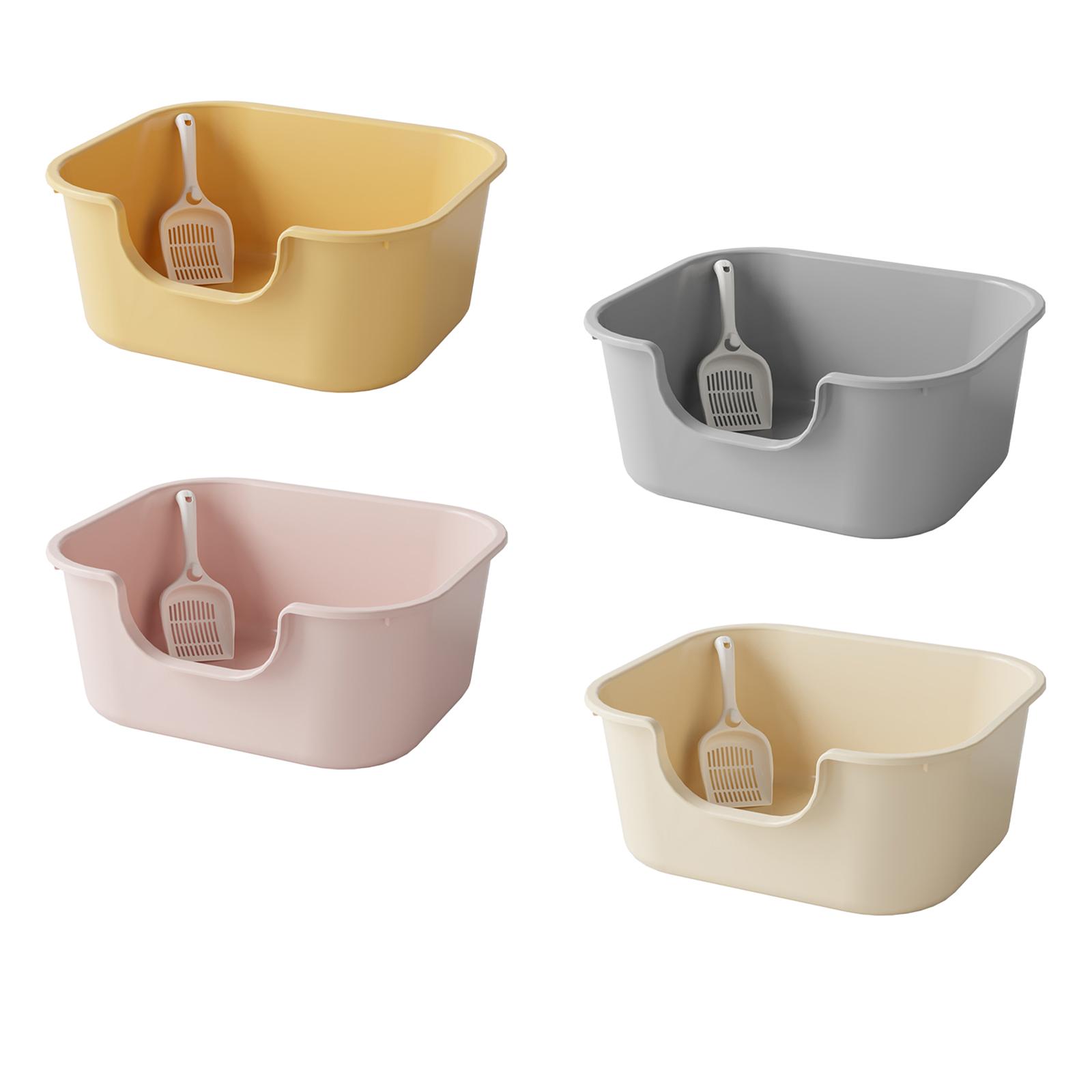 Open Top Pet Litter Tray High Sided Cat Litter Tray Anti Splashing Bedpan Cat Litter Basin for Small and Large Cats Large Space