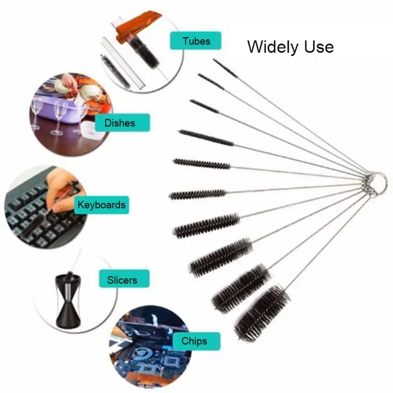 10pcs/set Aquarium Tube Pipe Cleaning Brush Stainless Steel Water Filter Air Tube Flexible Single End Hose Aquarium Accessories