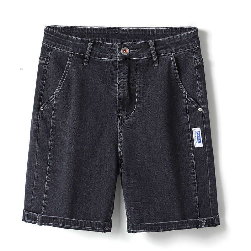 Thin Denim Shorts 2024 New Summer Quarter Trend Korean Version Elastic Mens Mid Length Pants Ice Silk Bound Feet Nine Points Jeans for Pregnant Women