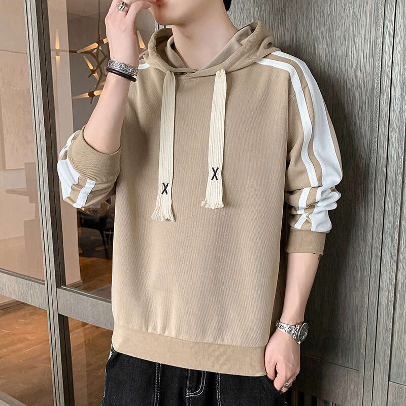 Men's Spring and Autumn 2024 New Casual Versatile Solid Color Youth Trend Long Sleeved T-shirt Hooded Men's Hoodie Outstanding Mens Fashion 