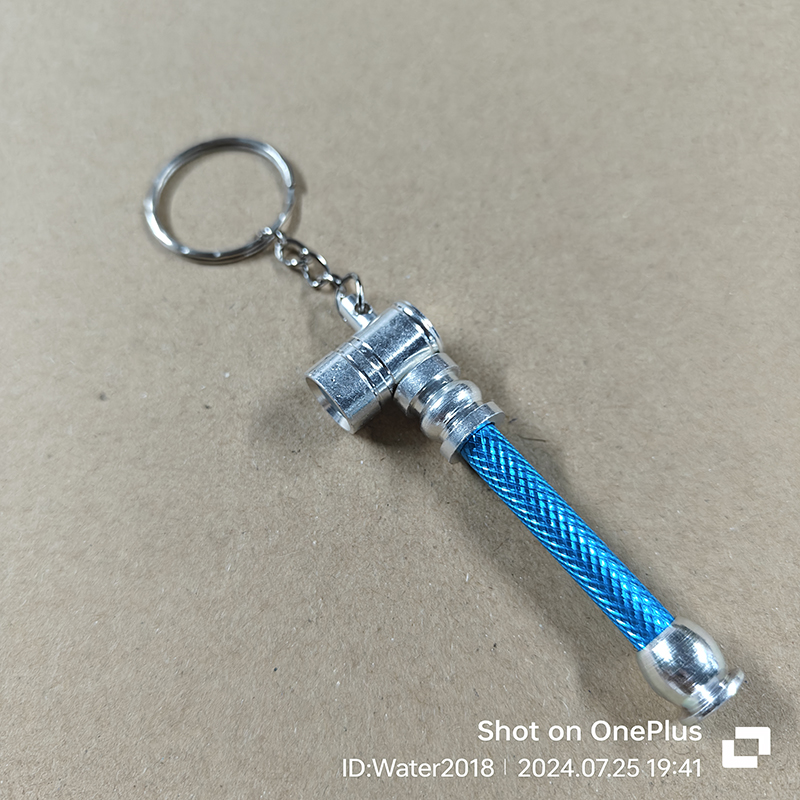 Metal Smoking Pipe keychain Mini Straight Pipe Household Smoking Accessories 9 Colors