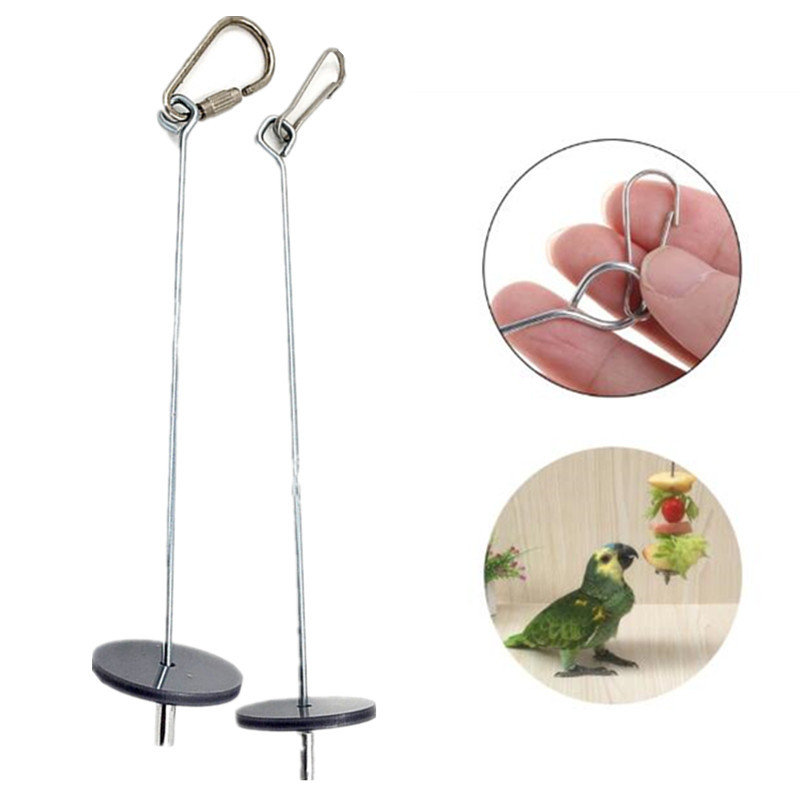 Pet Bird Toys Skewer Fruit Spear Hanging Holder Pet Parrot Parakeet Meat Feeding Fork Stainless Steel Stick For Vegetable Skewer