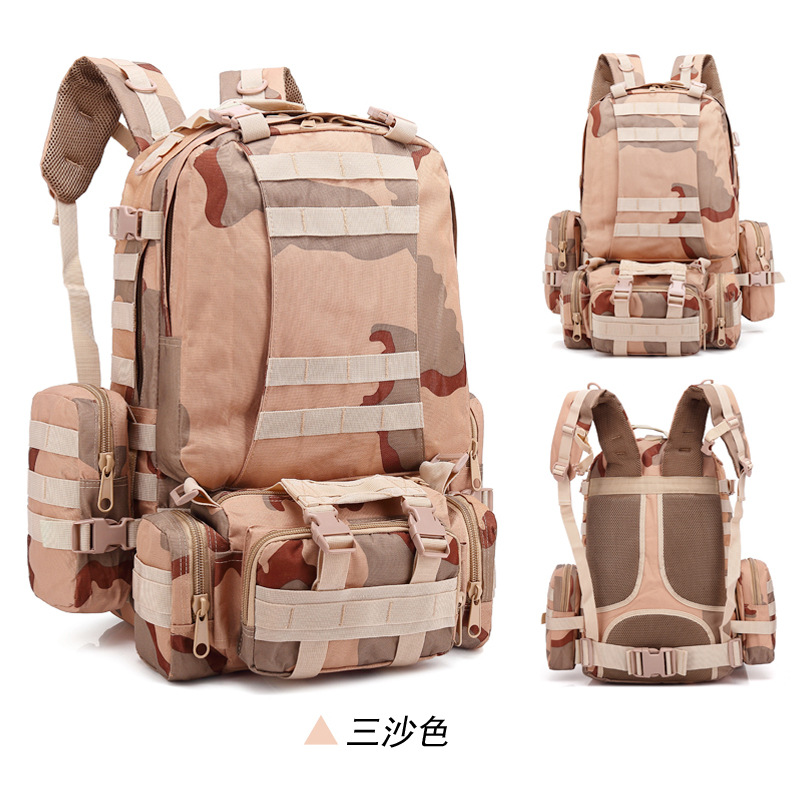 Oxford cloth multi-functional outdoor mountaineering combination backpack march camouflage travel large capacity tactical backpack for men