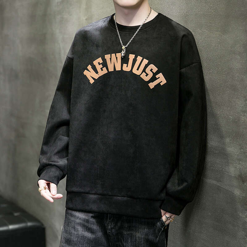 Hoodie Men's Trend 2024 Korean Version Suede Loose T-shirt Spring and Autumn Base Shirt Inner Top Trendy Clothes Clothing Designer Clothes Women 