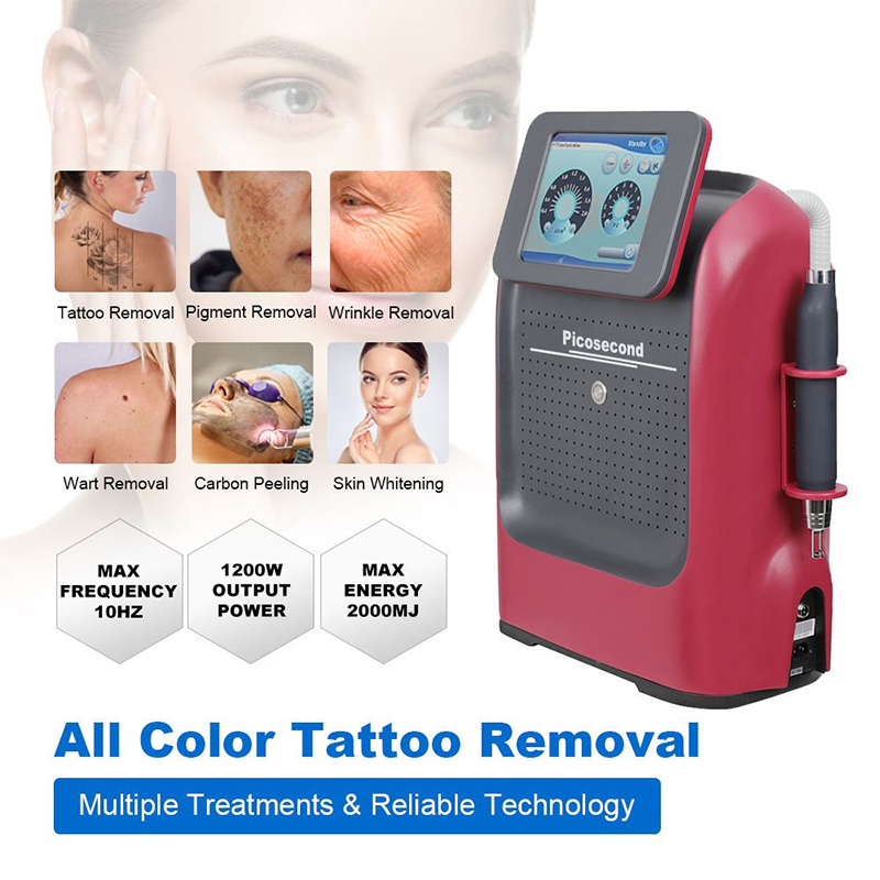 Professional Q-Switch ND YAG Laser Pico Acne Treatment Tattoo Pigment Removal Picosecond Skin Whitening Birthmark Removing Machine