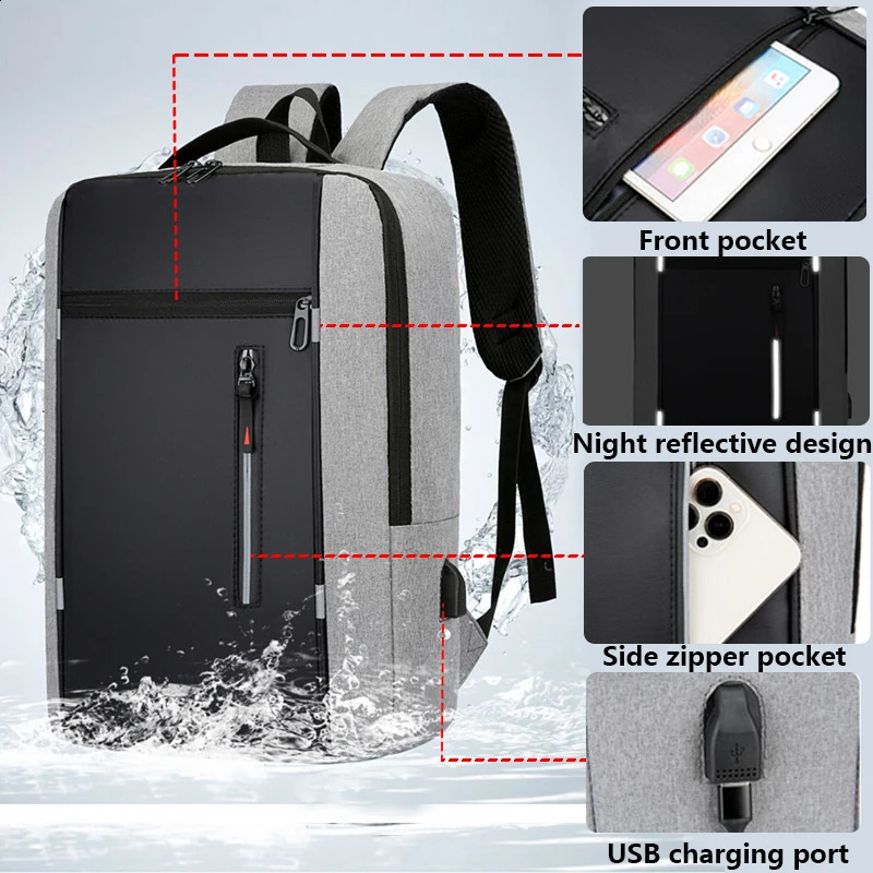 Waterproof Business Backpack Men USB School Backpacks 156 Inch Laptop Large Capacity Bagpacks for Back Pack Bags y240919
