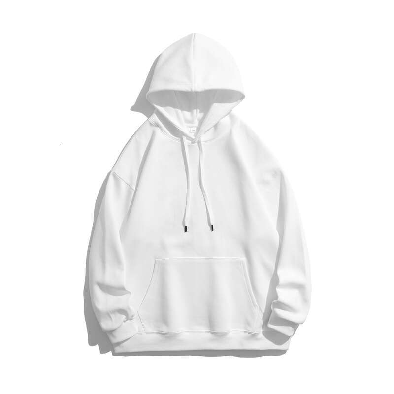 2024 pure cotton hooded sweatshirt in autumn and winter with added velvet trend, versatile clothes, loose casual jacket for men