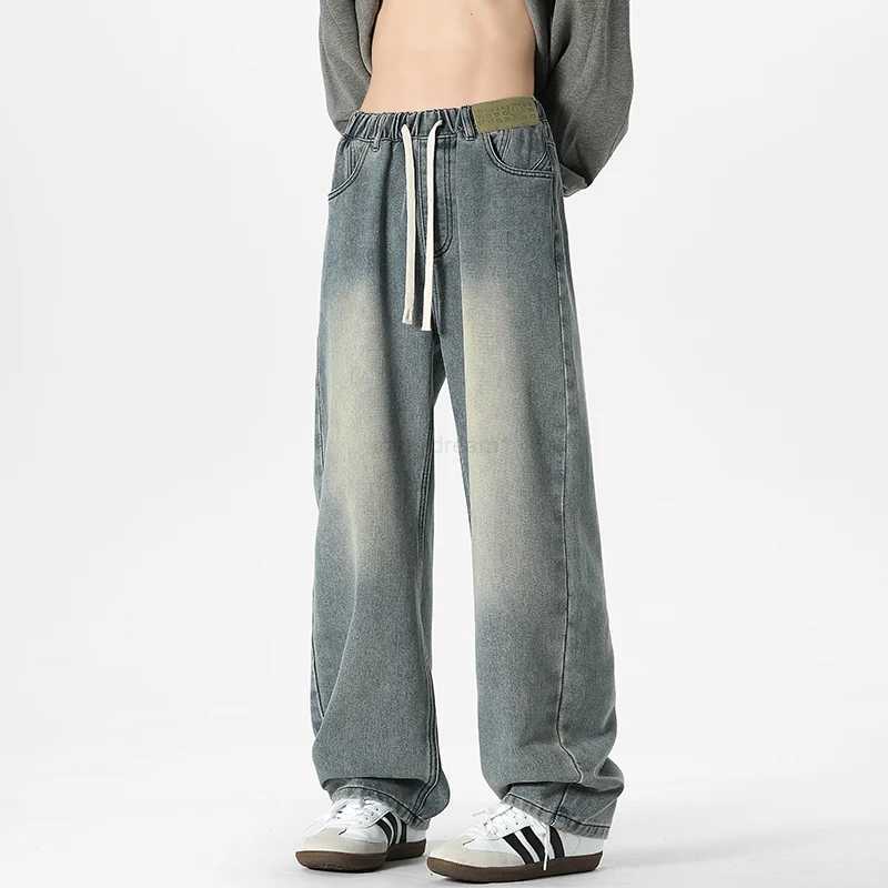 2025S Fashion Designer Baggy High Brand New Rock Pants Man Wide Leg Jeans Korean Popular Clothes American Vintage Streetwear Mens Z