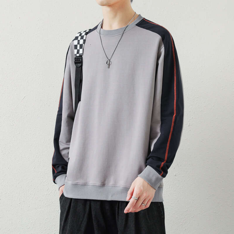 Round Neck Sweatshirt for Men in Autumn 2024, Loose and Casual Sports Base Shirt, Cotton Long Sleeved Trendy Men's Top Hoodrich Mens Fashion