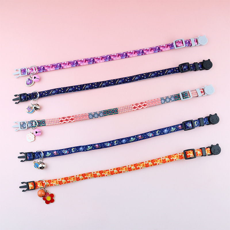 Boho Ethnic Cat Collar Adjustable Cat Collar with Bells and Delicate Pendants Loss Prevention Pet Collar for Kittens and Puppies