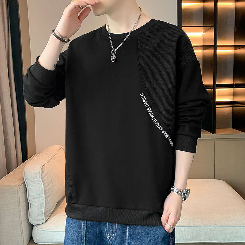 Round Neck Sweatshirt Men's Long Sleeved Autumn 2024 New Trend Casual Base Shirt Loose T-shirt Top Men Mens Hoodie Designer Polo Hoodie Jacket Se