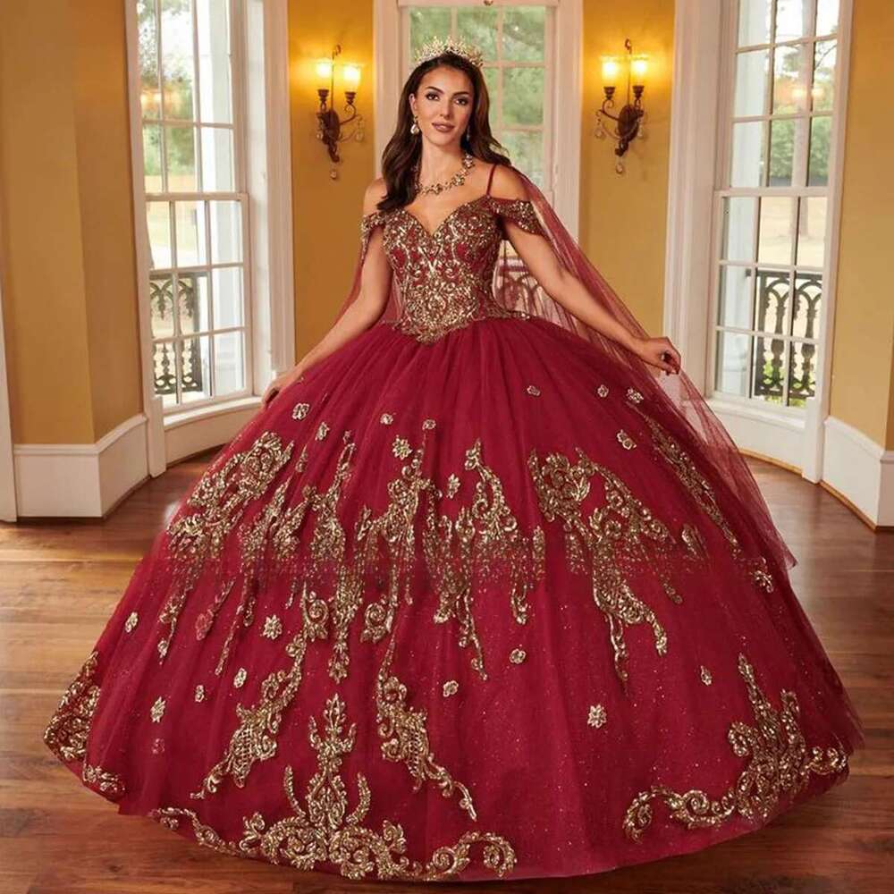 Quinceanera Red Dress Mexican Beading Applique D Wers Sweet Ball Gown Formal Sleeveless D
