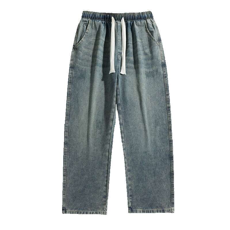 Jeans 2024 Autumn Straight Men Loose and Versatile Trend Wide Leg for Casual Long Pants College Style Overalls and Sweat Pants Unisex Men Pants Cotton