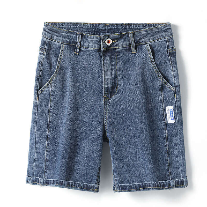 Thin Denim Shorts 2024 New Summer Quarter Trend Korean Version Elastic Mens Mid Length Pants Ice Silk Bound Feet Nine Points Jeans for Pregnant Women