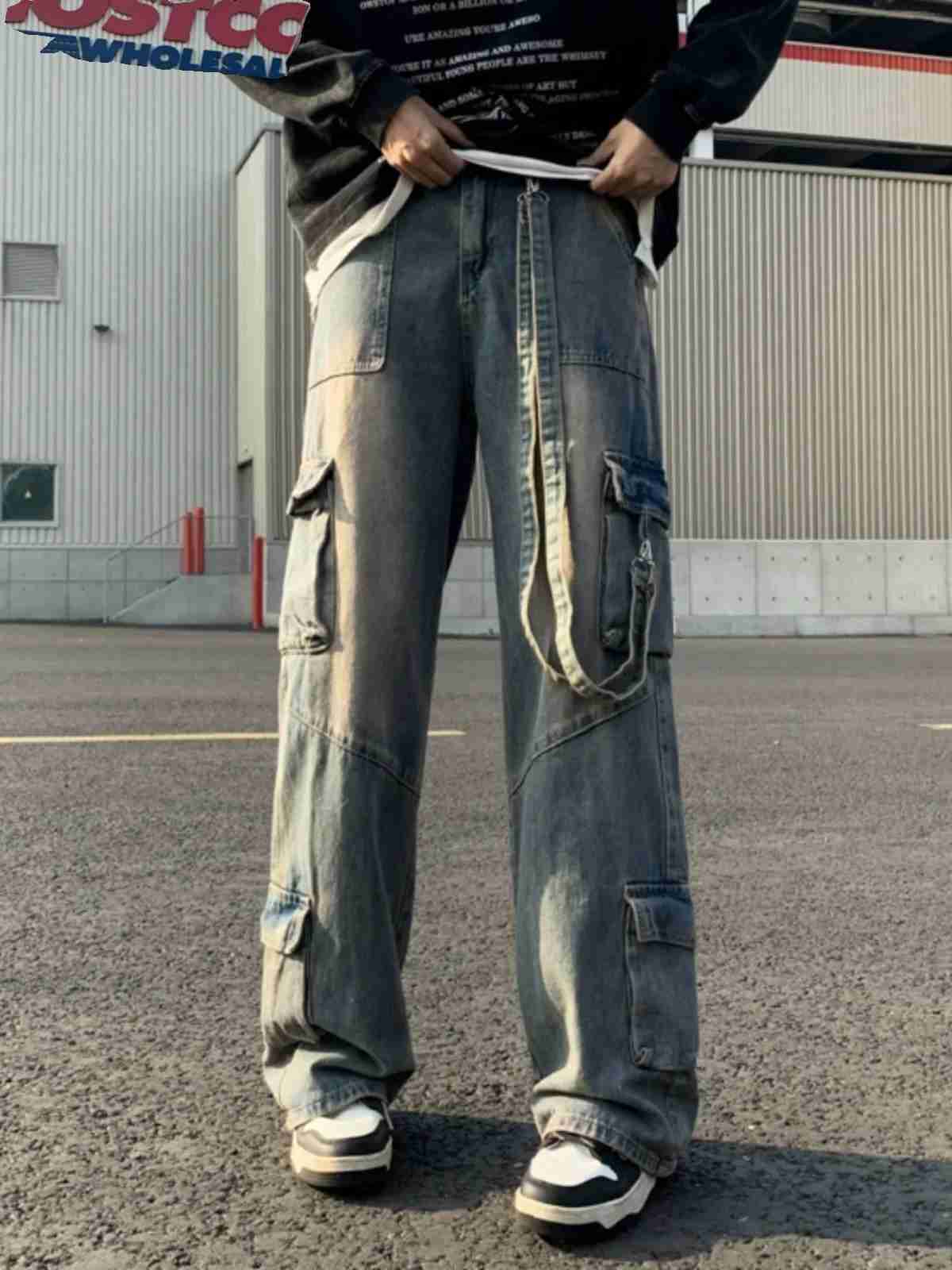 2025S Fashion Designer Men Spring Autumn New Hip Hop Loose Jeans Mens Streetwear Long Straight Trousers Male Oversized Baggy Denim Pants