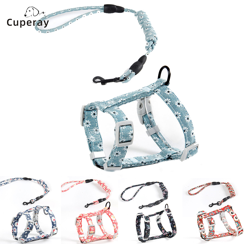 Adjustable Cat Harness Cotton Strap Collar with Leash,Cats Outdoor Walking Escape Proof H-Shaped Vest for Large Small Cats,dogs