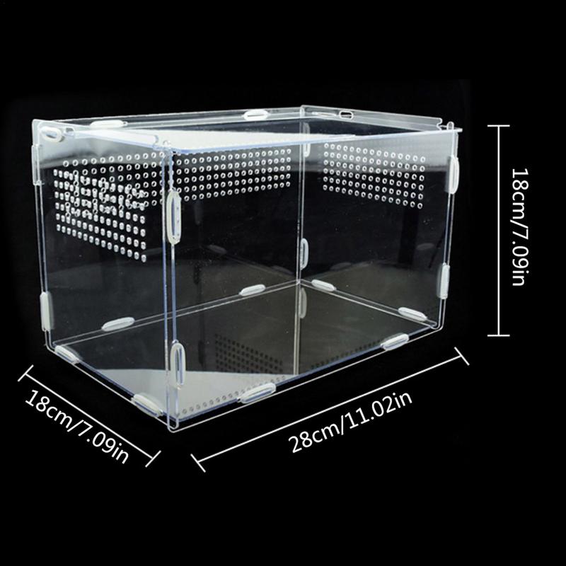 Transparent Reptile Animal Insect Pet Breathable Feeding Plastic Box Hamster Frog Snake Escape-Proof Cage Turtle Lizard Silkworm