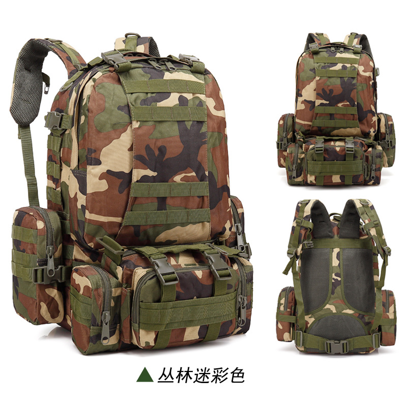 Oxford cloth multi-functional outdoor mountaineering combination backpack march camouflage travel large capacity tactical backpack for men