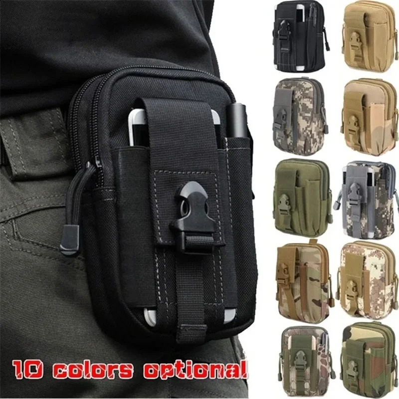 Outdoor Men Camouflage Waist Pack Bum Bag Pouch Waterproof Tactical Sport Hunting Belt Molle Nylon Mobile Phone Bags Travel Tool 240725