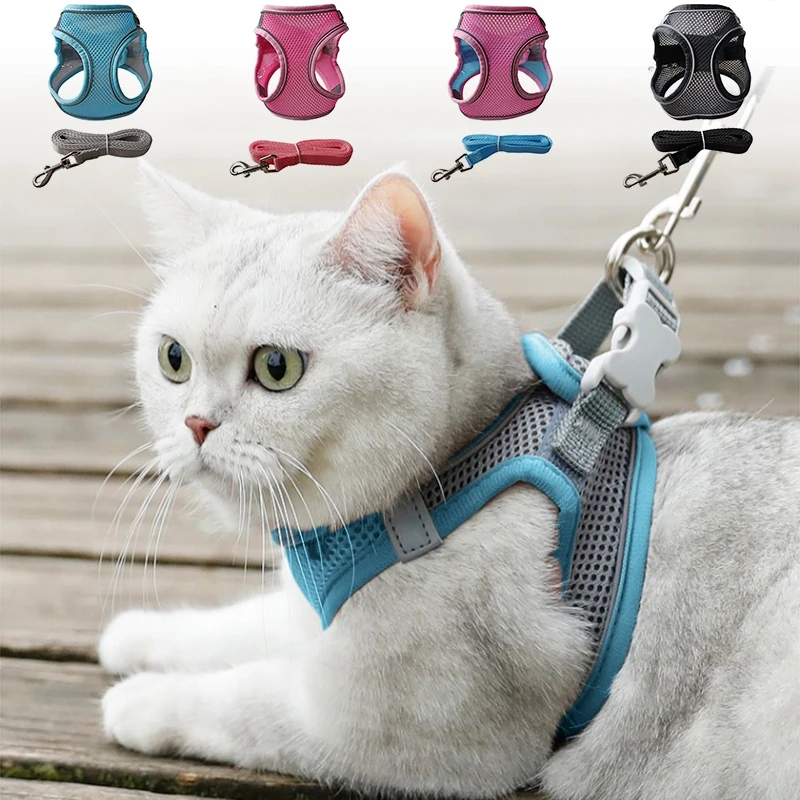 Pet Cat Harness Walking Lead Leash for Kitty Cat Dog Harness Set with Lead Cat Reflective Mesh Pet Chest Strap Harnais Pour Chat
