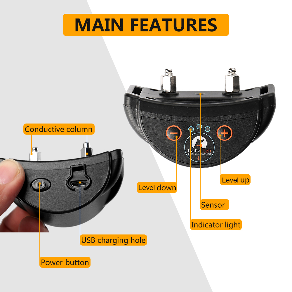 Waterproof and Rechargeable Large Dog Anti Bark stop E shock Collars