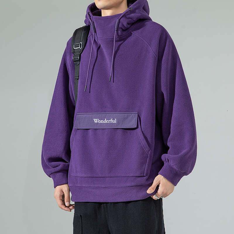 Polar Fleece Hooded Sweatshirt Men's 2024 Autumn and Winter New Outdoor Trendy Brand Solid Color Pocket Couple Casual Jacket Hoodies Designer Men