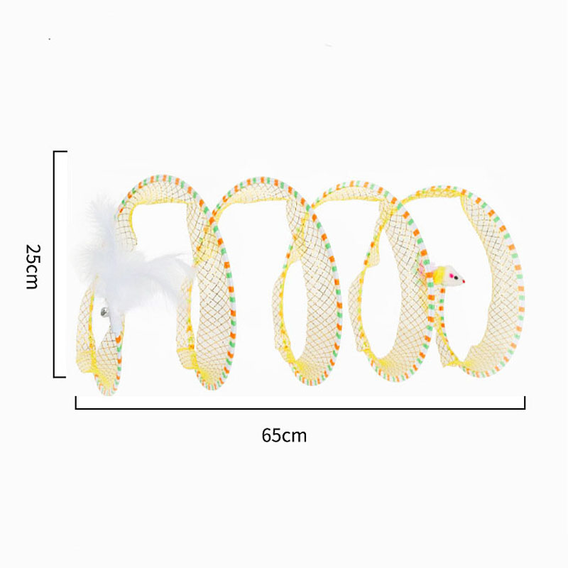 Funny Cat Toys Foldable Tunnel Hanging Feather Mouse Sisal Ball Elastic Mesh Indoor Interactive Play Kitten Toys Pet Supplies