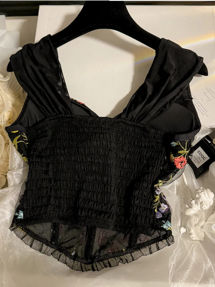 HMA Fashion Lace Embroidered Flower Bra For Women With Camisole Vest Sexy Girl Summer Strapless Top 240726
