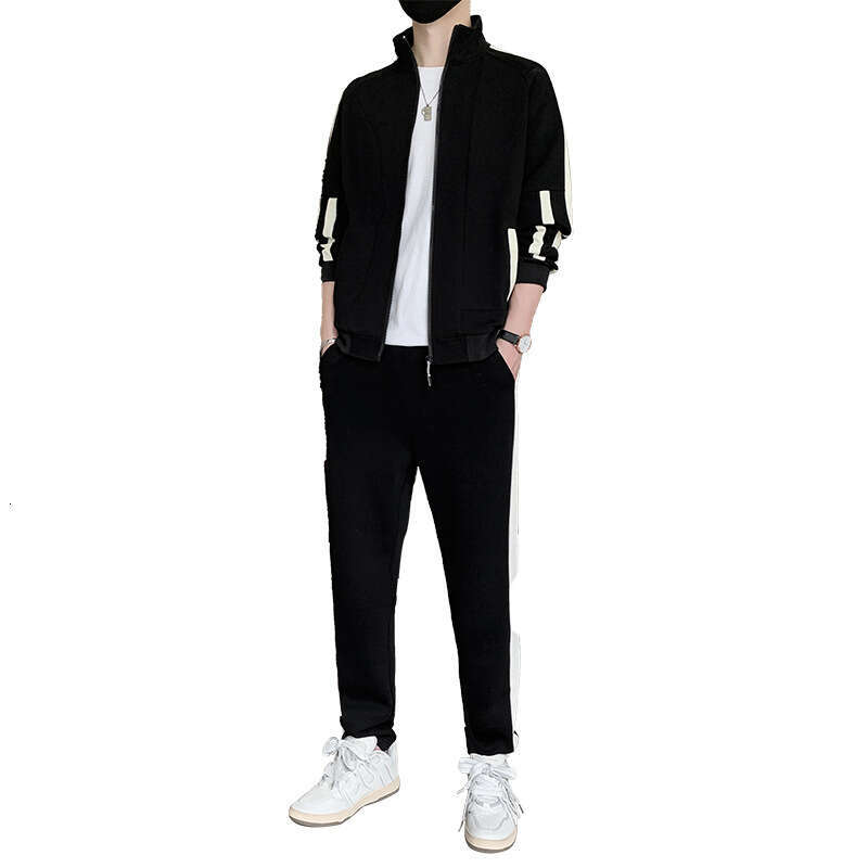 Mens 2024 New Spring Korean Loose Two Piece Youth Leisure Cotton Sports Set Hip-hop Style Sport College Style Jeans for Pregnant Women Gold Velvet Pan