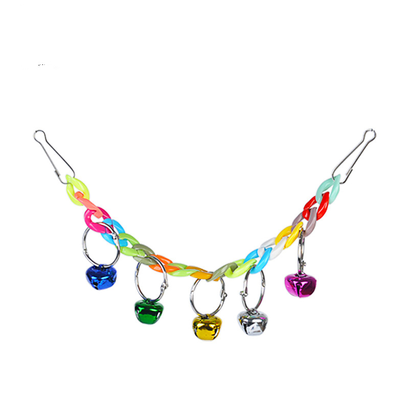 Birds Pet Supplies Parrot Bell Toys Handmade Colorful Bell Wooden Bead Bird Toy Creative Swing Bird Cage Decoration Parrot Toys