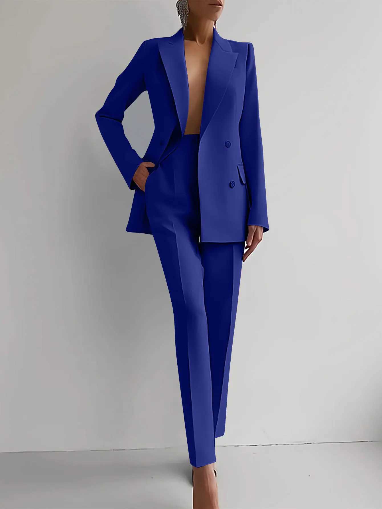 office blazer pants two piece set womne fashion buton suit coats two piece sets autumn winter fashion casual solid pant sets X250704