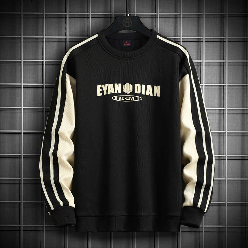 Sweatshirt 2024 Spring New Versatile Korean Version Trendy Long Sleeved T-shirt Plus Size M-8XL Base Shirt Men's Top Seasons Sweatshirt Designer