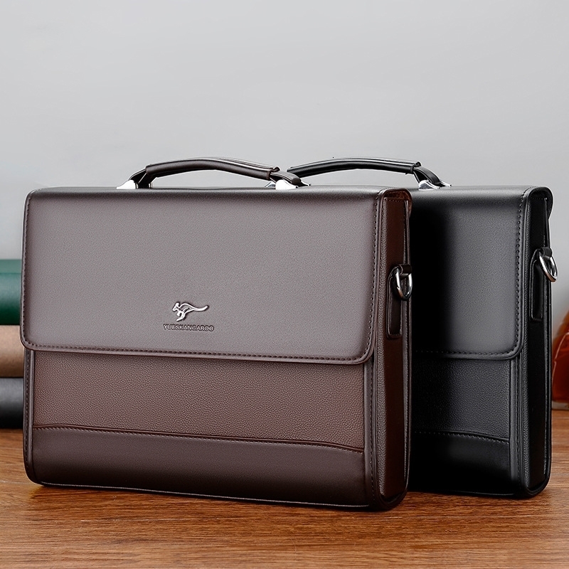 Leather Executives Briefcases For Men Business Tote Bag Wallet Handbag Shoulder Ipad Square Side Crossbody Document 240725