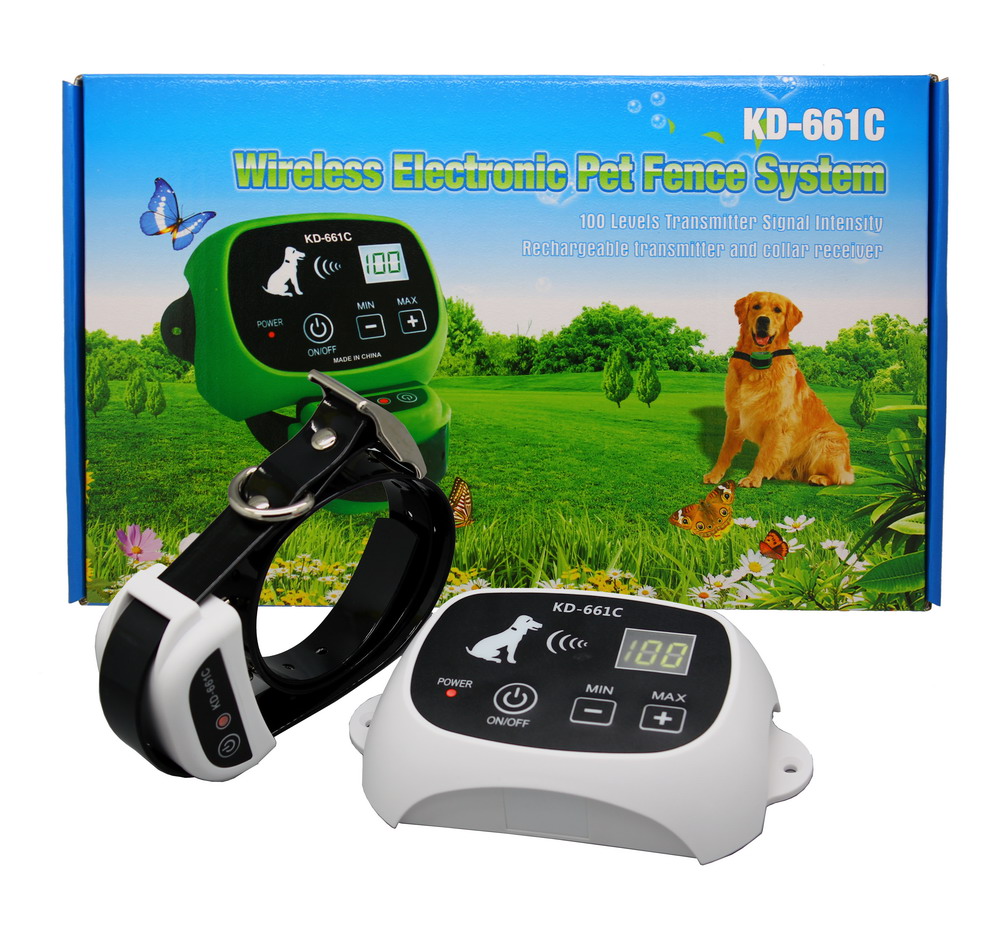 KPHRTEK KD-661C Waterproof Rechargeable Wireless Electronic Pet Fence System 1/2 DOG White Green Drop Shipping