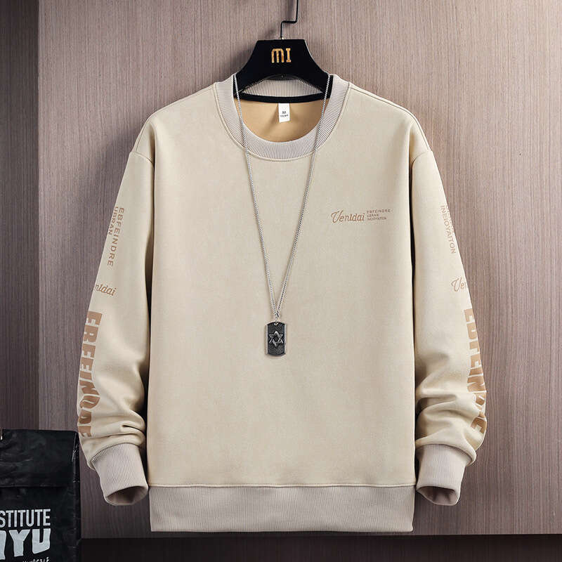 Suede Hoodie for Men 2024 New Round Neck Pullover Long Sleeved T-shirt Spring and Autumn Loose Trendy Brand Top Zip Up Hoodie Men Y2k Hoodie Goth Y2k