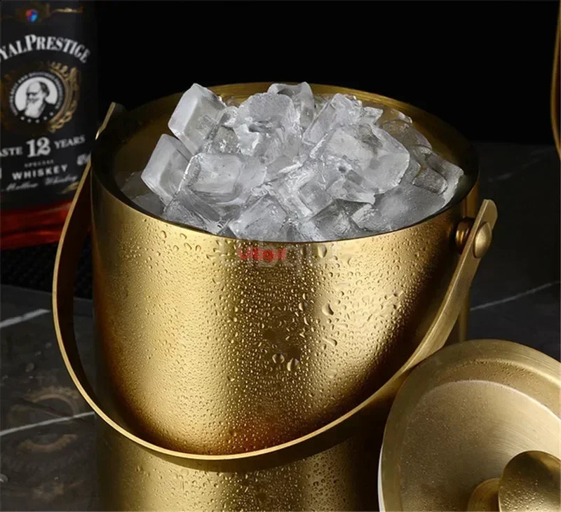 304 2L/3L Stainless Steel Ice Bucket Portable Double Wall Insulated with Lid el wine Champagne whiskey Beverage beer tools 240726